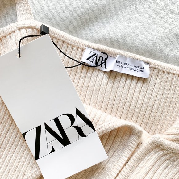 Zara Cream Hook & Eye Ribbed Top - Picture 3 of 3